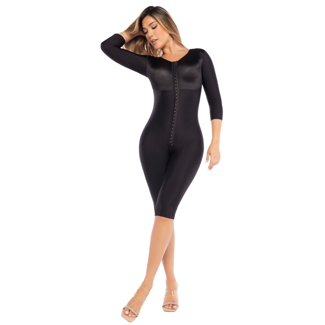 Stage 1 Post-Surgery Faja with Sleeves & Bra | Ultra Soft Lycra | Gentle Compression | Cocoa