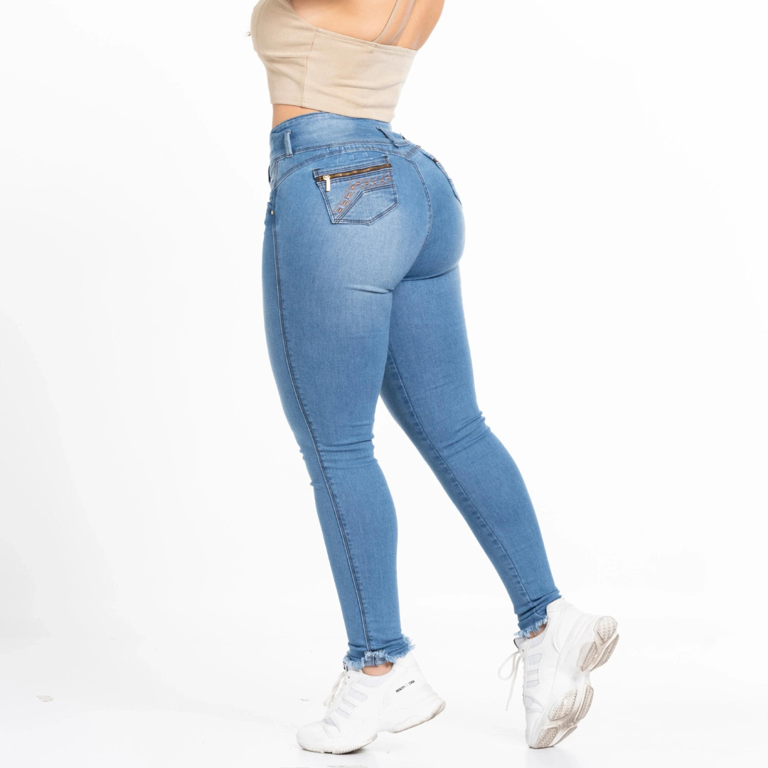 Colombian Fajas Slim Blue Jeans Butt Lifter Stretch Levanta Cola Skinny  Curvy 