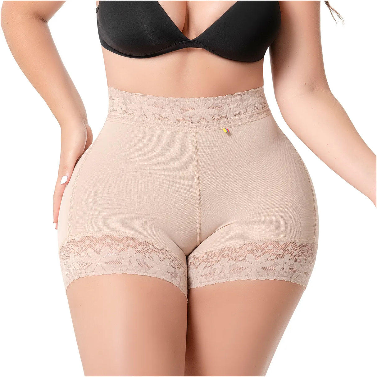 Colombian Butt-Lifting Short | High-Compression Powernet with Lace & Silicone Bands | Invisible Glute Enhancement