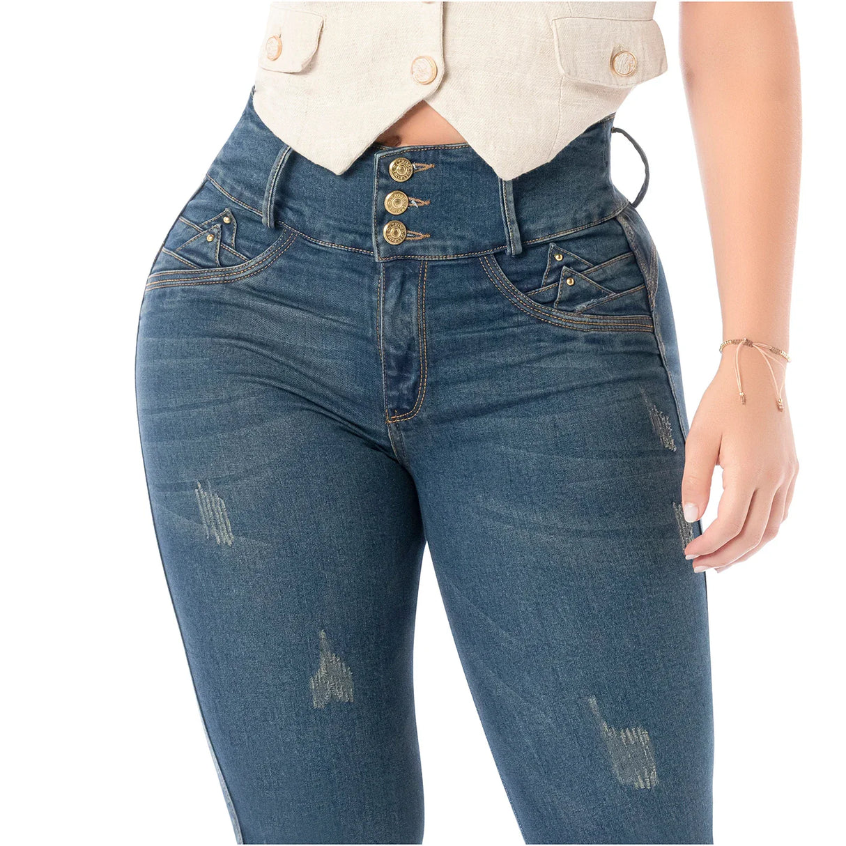 Butt Lifting Colombian Jeans in Dark Blue FCS2405