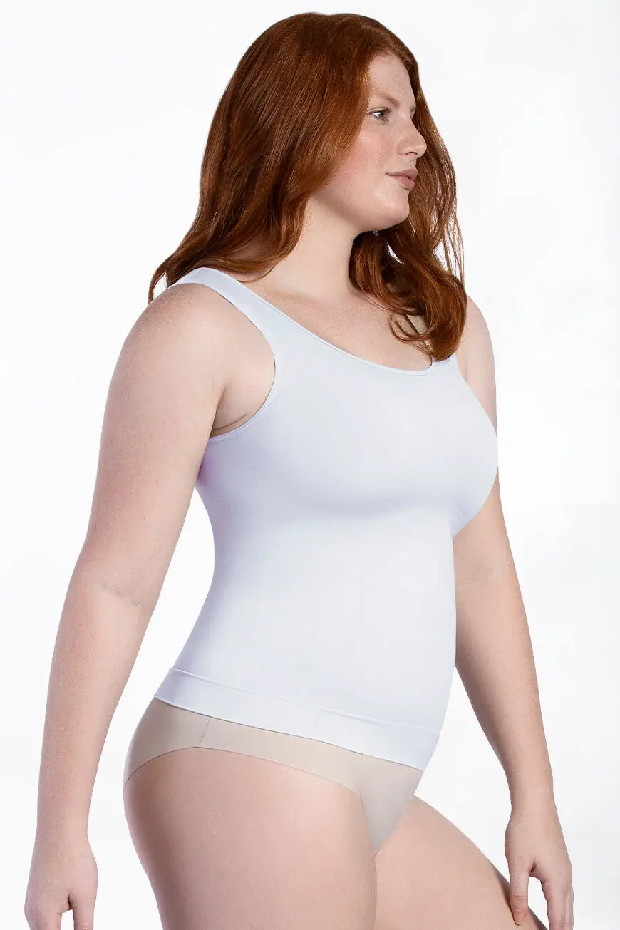 T shirt Tank top tummy control shapewear Shirts women white CURVEEZ