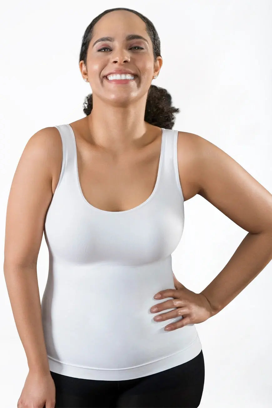 T shirt Tank top tummy control shapewear Shirts women white CURVEEZ