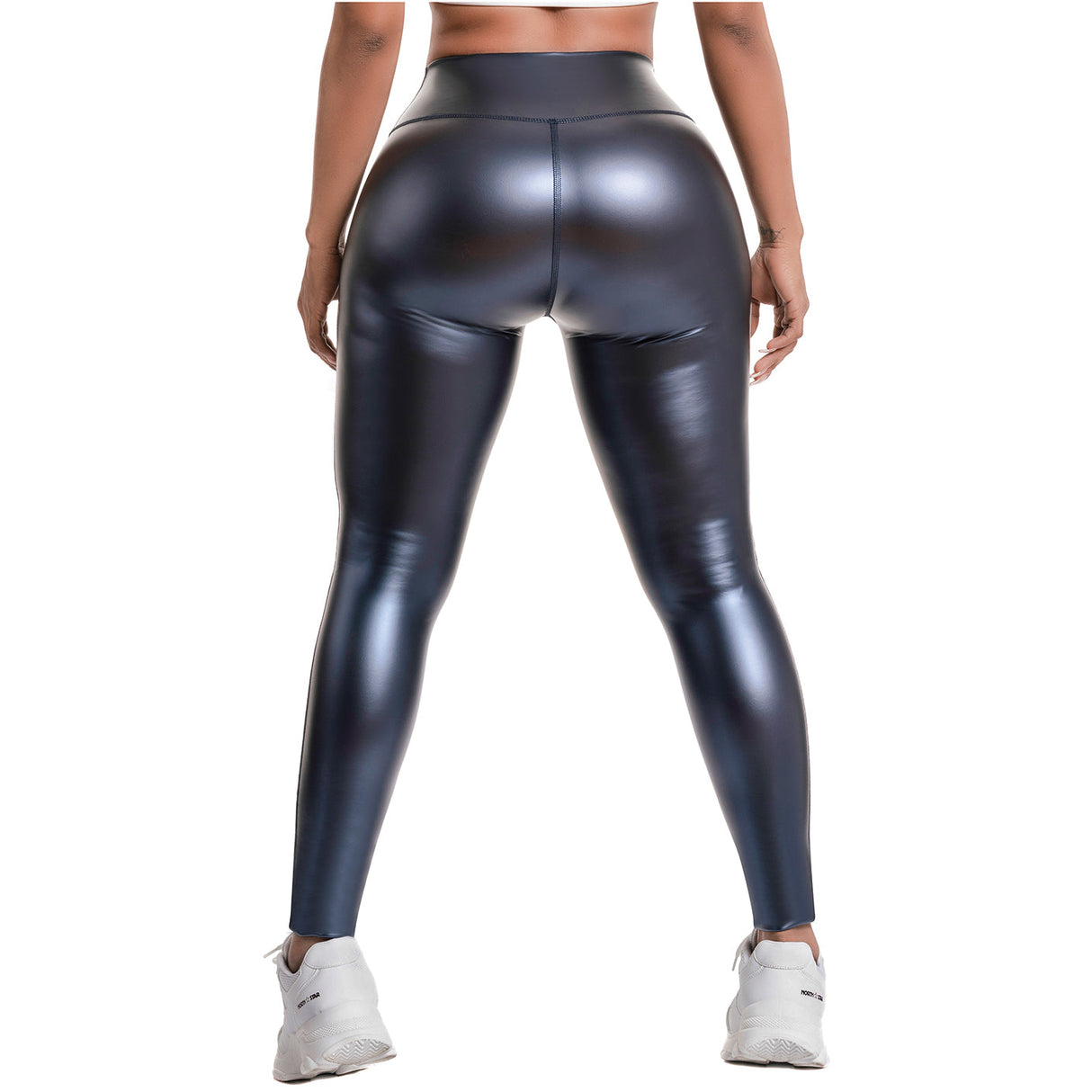 Flexmee High-Waisted Shimmer Print Black Gym Leggings –