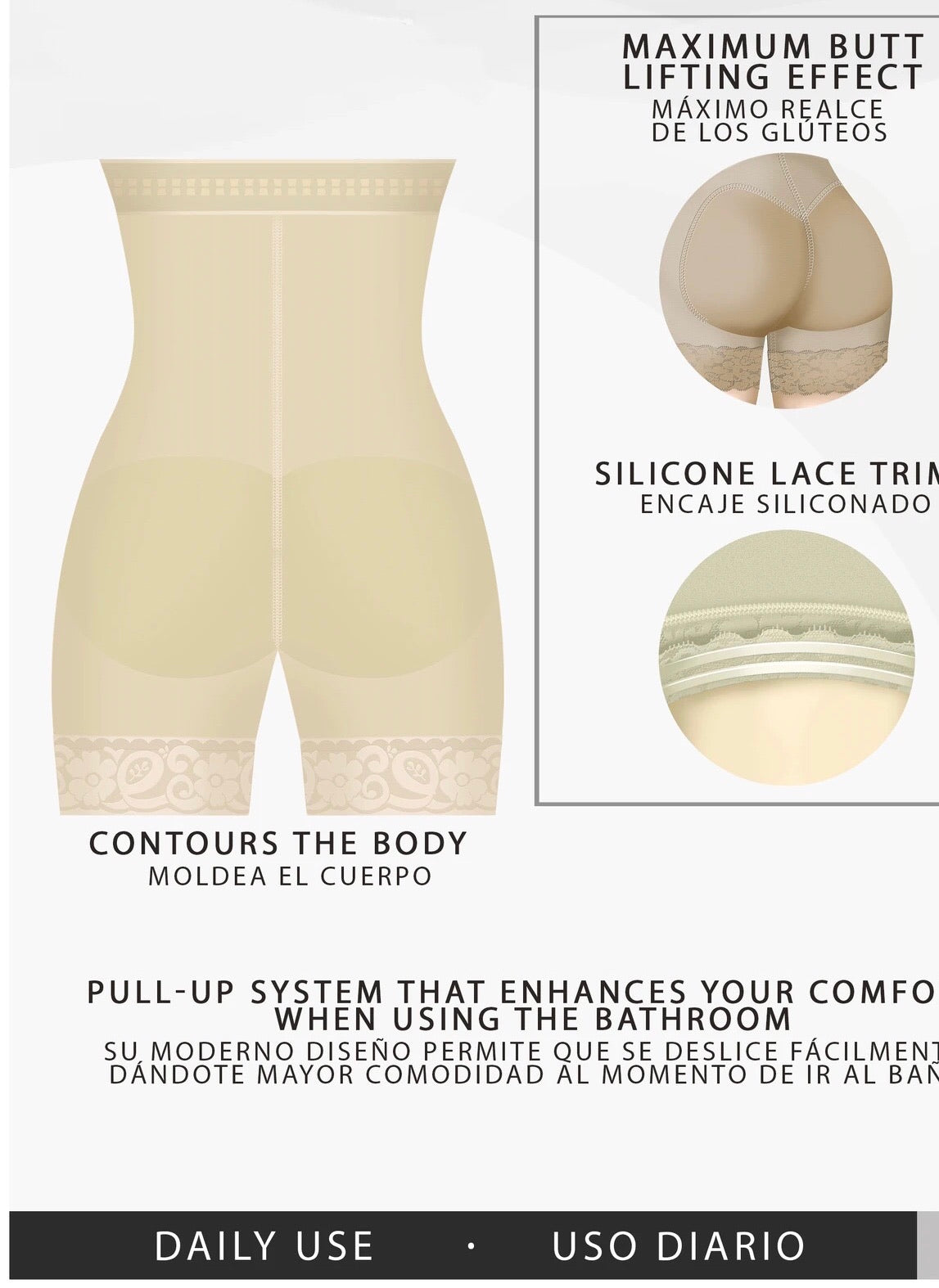 ₪98-Butt Lifter Shapewear Colombian Reductive Girdles Waist Trainer Body  Shaper Tummy Control Fajas Slimming Underwear Women-Description